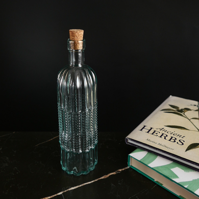 Декоративна циліндрична пляшка з прозорого скла